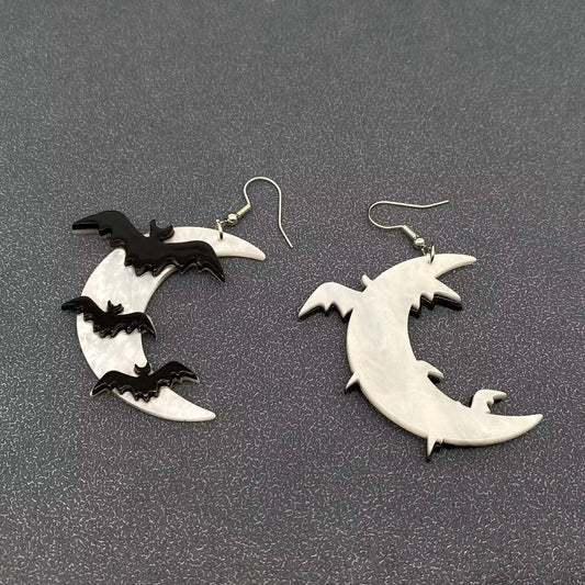 Bats Under The Moonlight Acrylic Dangle Earrings