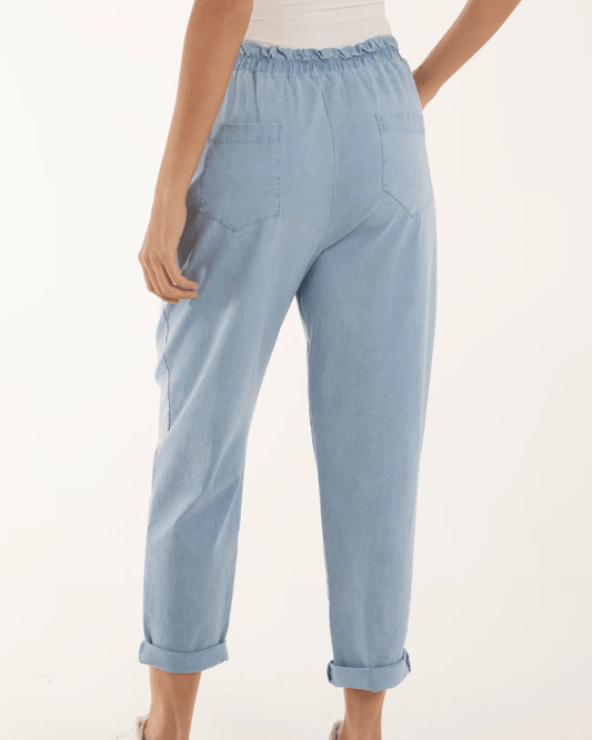 Denim Washed Relaxed Fit Magic Trousers - Pink Poodle Boutique - NV3812IT003 - DENIM