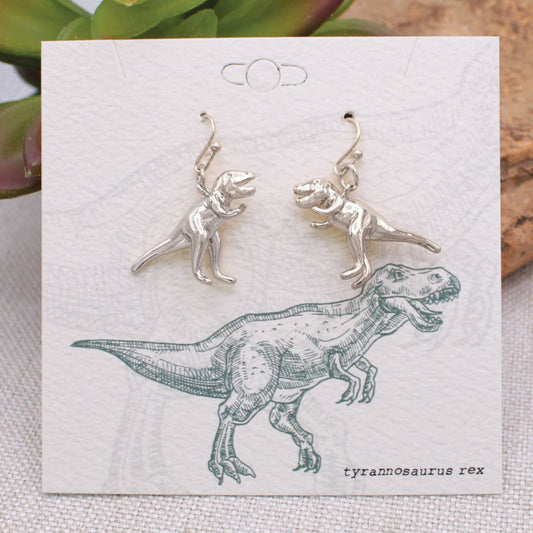 Prehistoric Times Silver Tyrannosaurus Rex Earrings