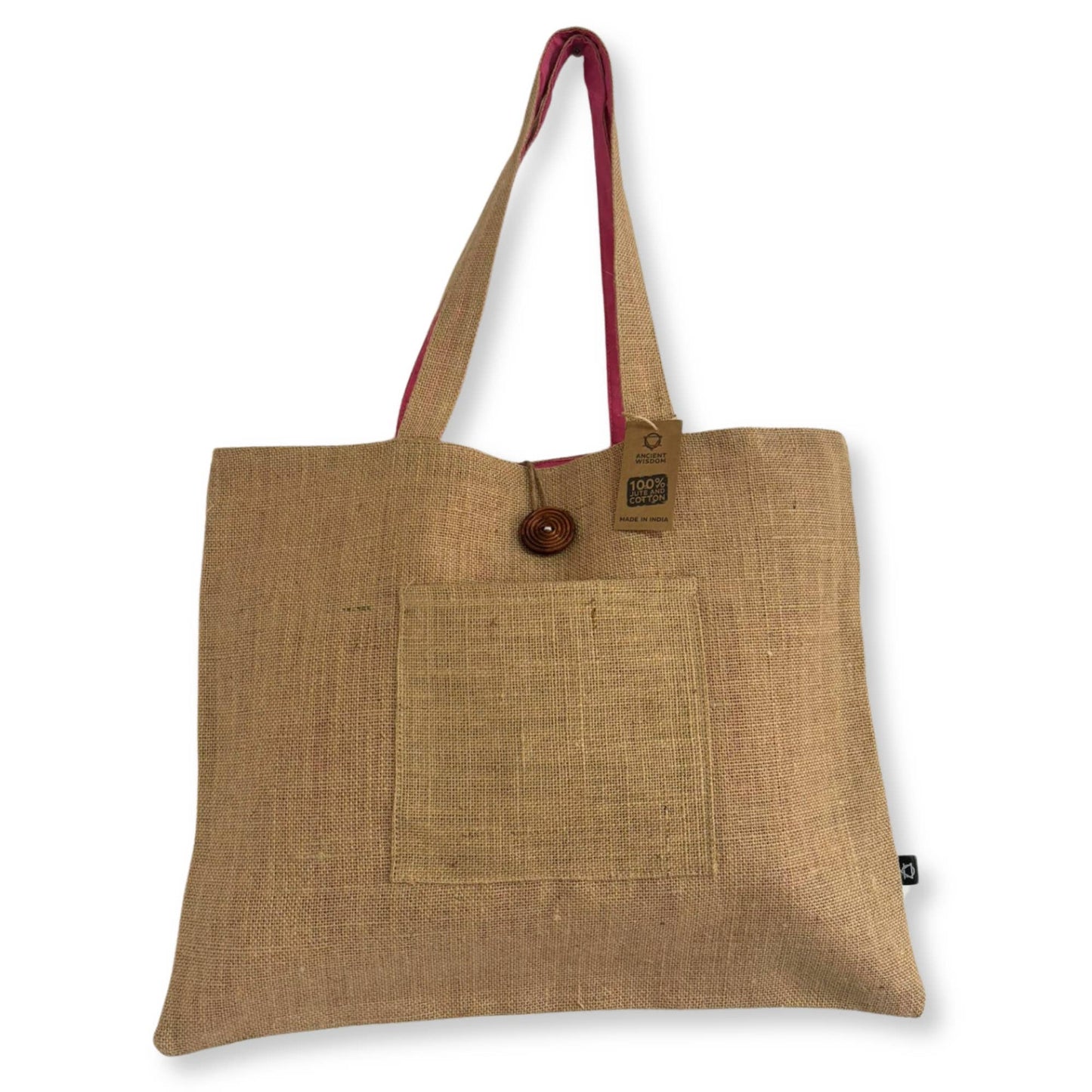 Jute & Cotton Reversible Big Bag in Pink
