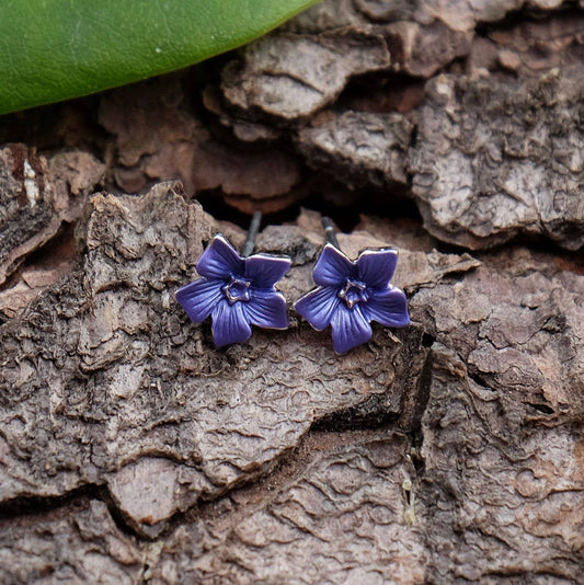Periwinkle Blue Flower Mini Stud Earrings