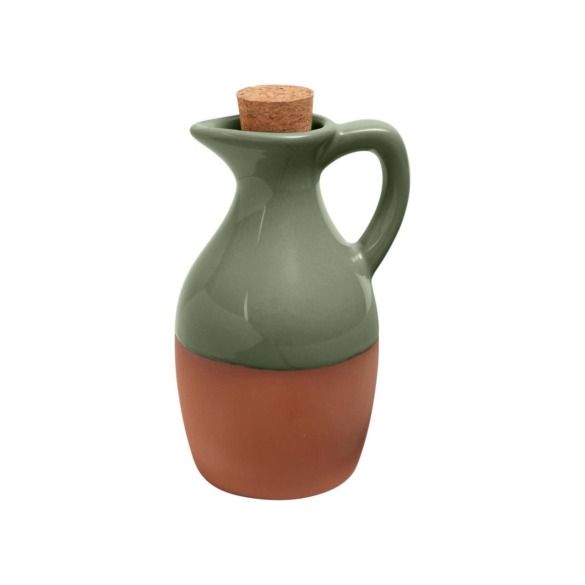Sintra Glazed Terracotta Oil Drizzler in Olive Green
