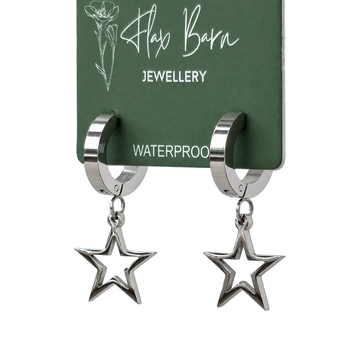 Tarnish Resistant Star Outline Huggies in Silver