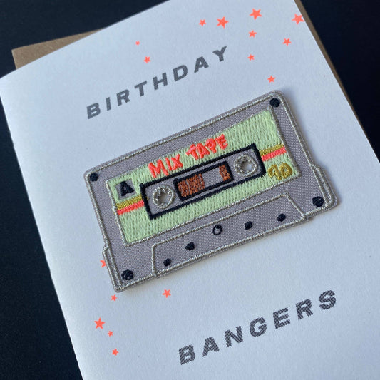 Cassette Tape Iron On Patch Birthday Card