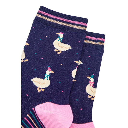 Silly Goose Bamboo Socks in Navy Blue