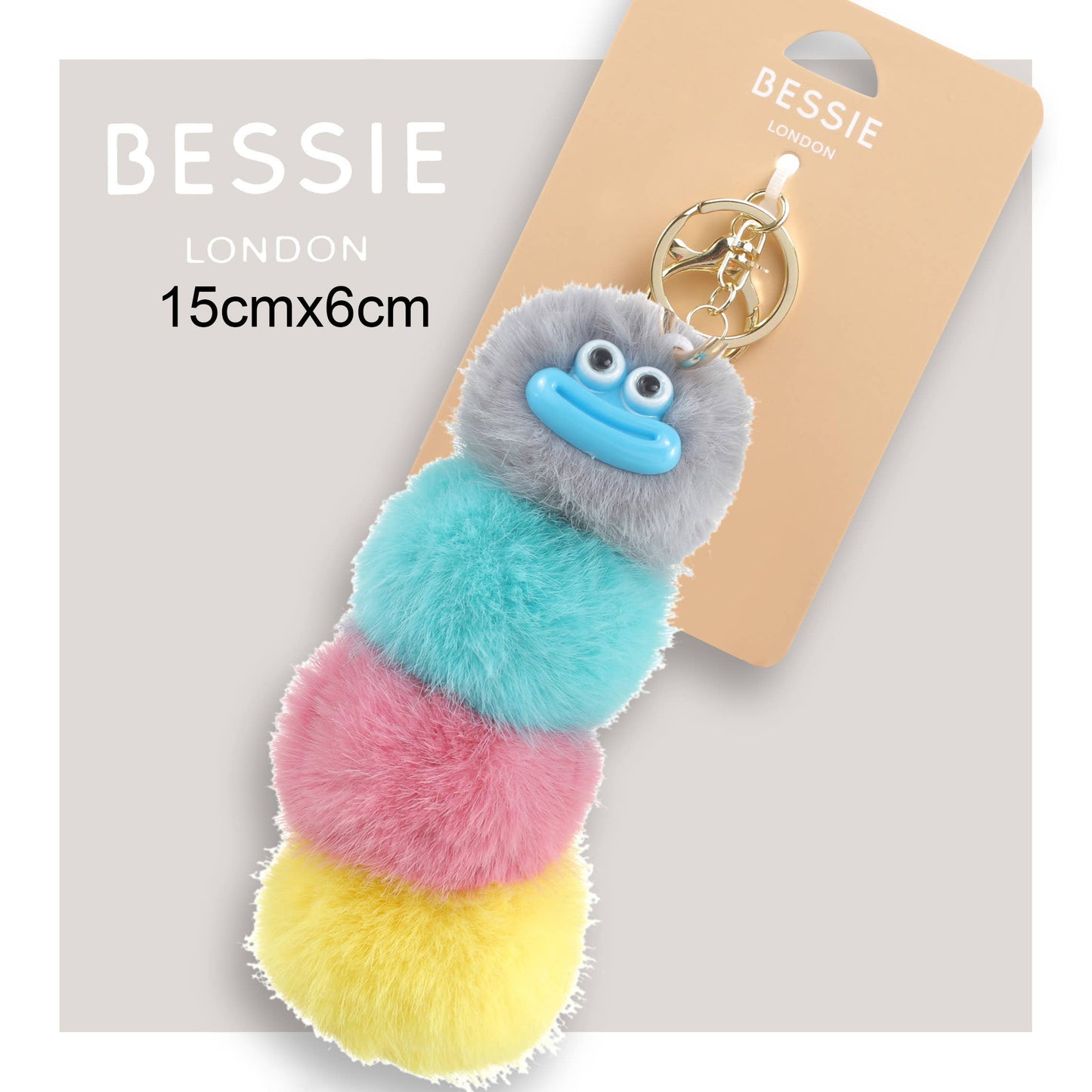 Plush Rainbow Caterpillar Bag Charm