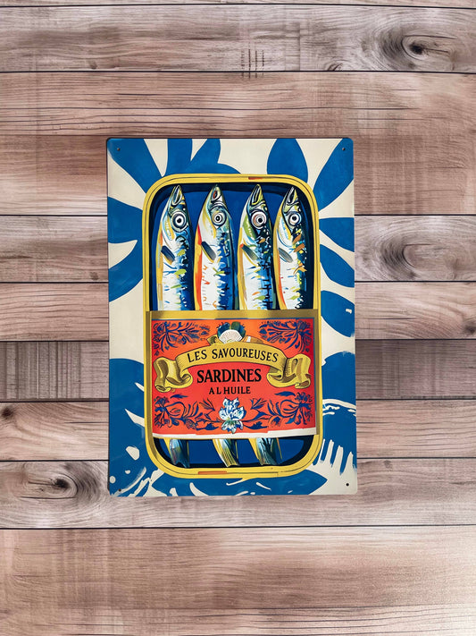 Sardine Can Illustration Metal Sign Plaque 6x8inch