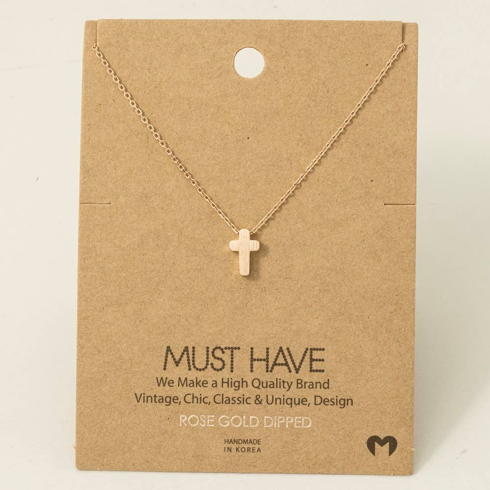 Dainty Mini Cross Pendant Necklace in Gold or Silver