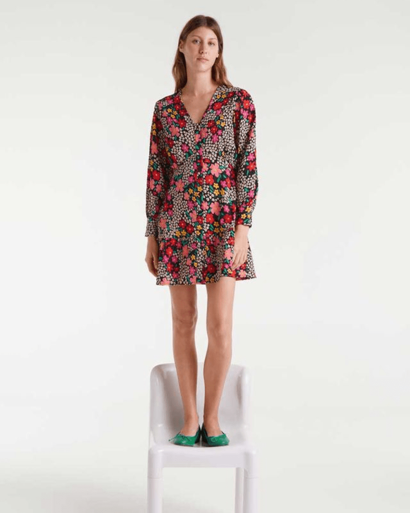 Giardino Seersucker Floral Mini Dress - Pink Poodle Boutique - 53C/41003-S