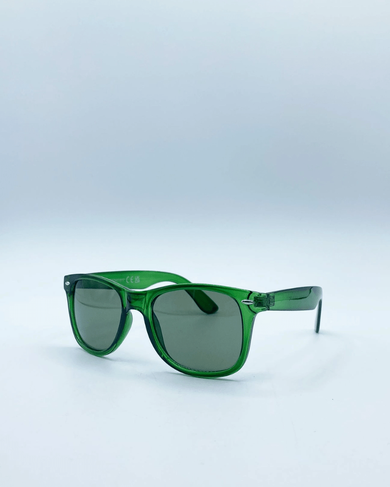 Green Wayfarer Sunglasses with Green Lenses - Pink Poodle Boutique - SG2401817