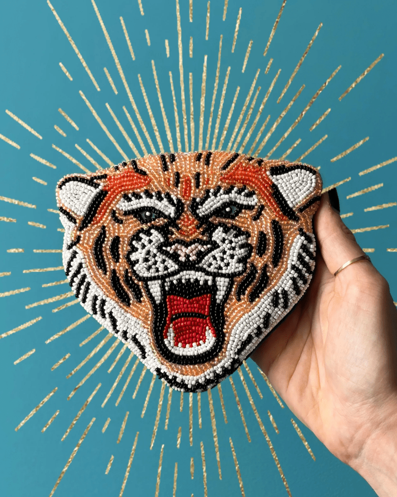 Inked Tiger Beaded Coin Purse - Pink Poodle Boutique -