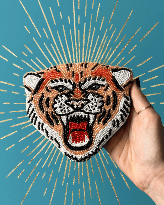 Inked Tiger Beaded Coin Purse - Pink Poodle Boutique -