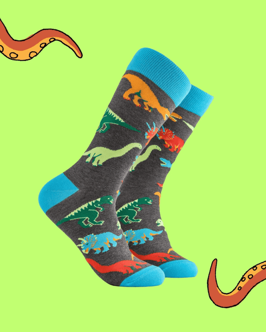Jurassic Dinosaurs Crew Socks - Pink Poodle Boutique -