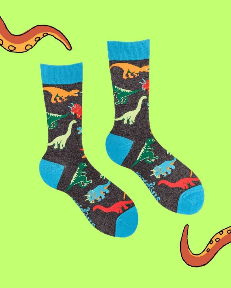 Jurassic Dinosaurs Crew Socks - Pink Poodle Boutique -