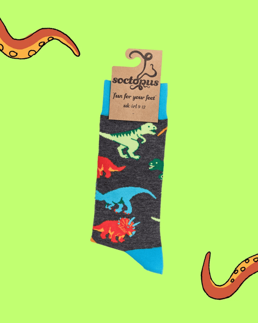 Jurassic Dinosaurs Crew Socks - Pink Poodle Boutique -