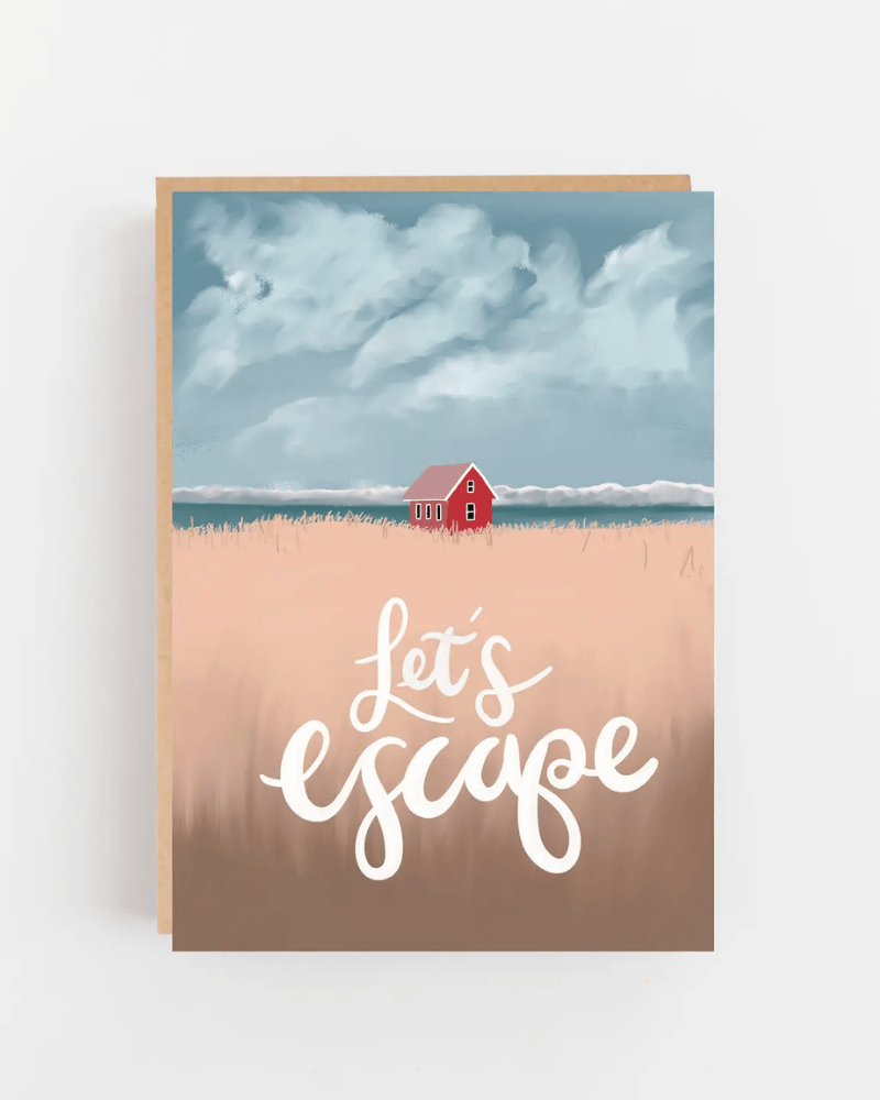 Let's Escape Scottish Seaside Greeting Card - Pink Poodle Boutique -