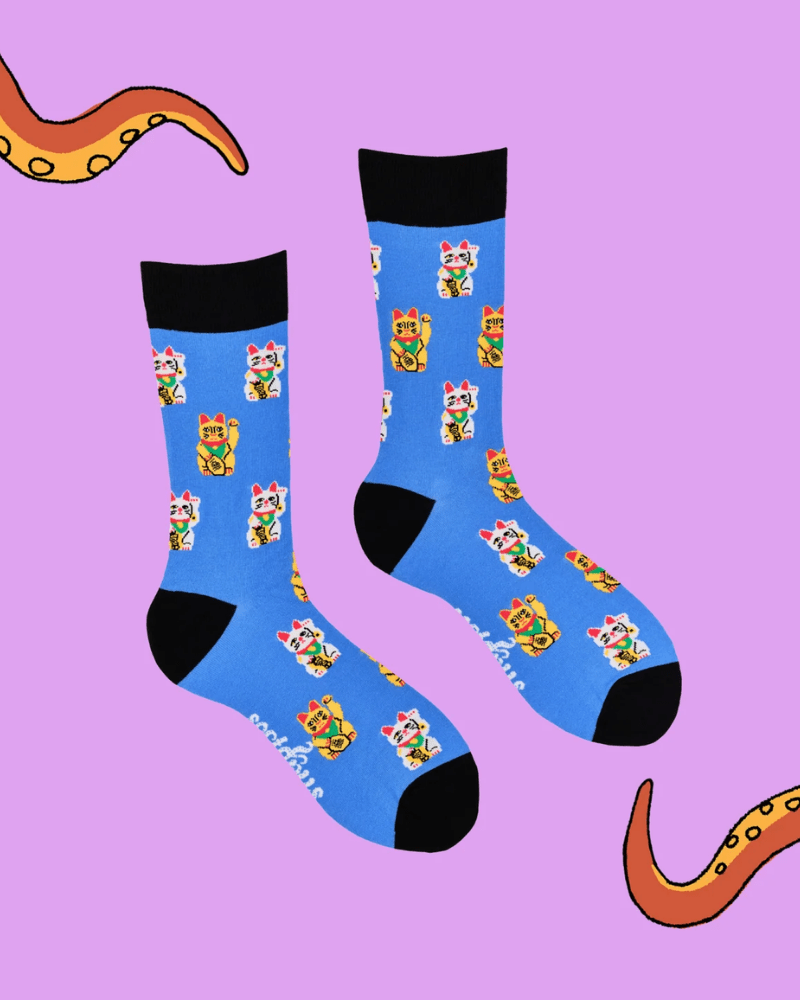 Lucky Cat Crew Socks - Pink Poodle Boutique - S2123L