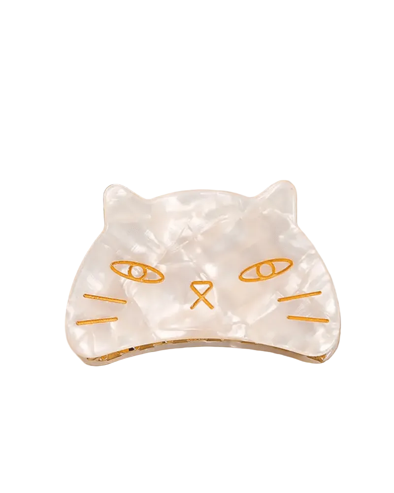 Marbled Cat Face Hair Claws - Pink Poodle Boutique - CLAW - CAT WHITE