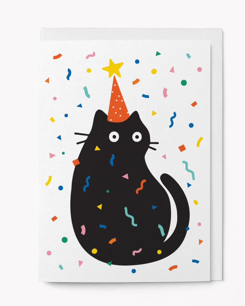 Party Cat Confetti Greeting Card - Pink Poodle Boutique - MEOW05