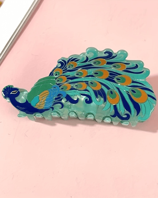 Peacock Hair Claws - Pink Poodle Boutique - CLAW - PEACOCK PP