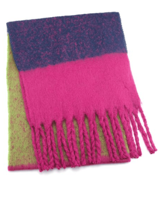 Pink Block Stripe Blanket Scarf - Pink Poodle Boutique - B043