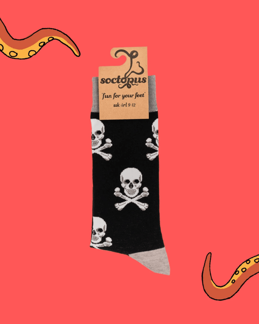 Pirate Skull & Crossbones Crew Socks - Pink Poodle Boutique -