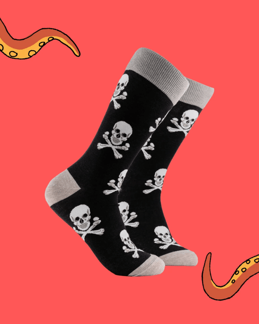 Pirate Skull & Crossbones Crew Socks - Pink Poodle Boutique -