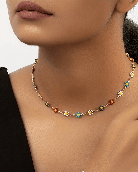 Rainbow Daisy Chain Necklace - Pink Poodle Boutique - NL - RAINBOWDAISY