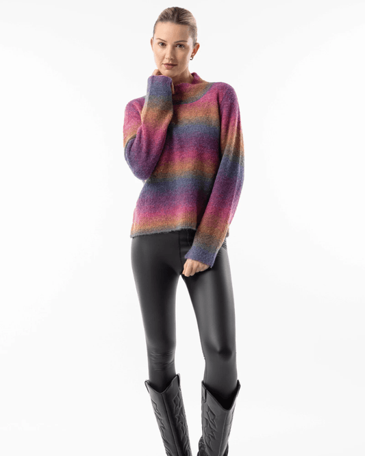 Rainbow Ombre Mock Neck Jumper - Pink Poodle Boutique - M038382-S