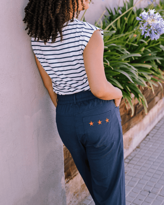 Rowan Star Trousers in Pink & Navy - Pink Poodle Boutique -