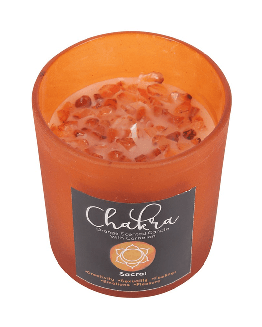 Sacral Chakra Orange Crystal Chip Candle - Pink Poodle Boutique - CK - 29523