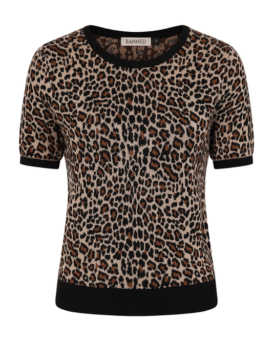 Sheena Jacquard Leopard Print Jumper - Pink Poodle Boutique - JP57245 - S