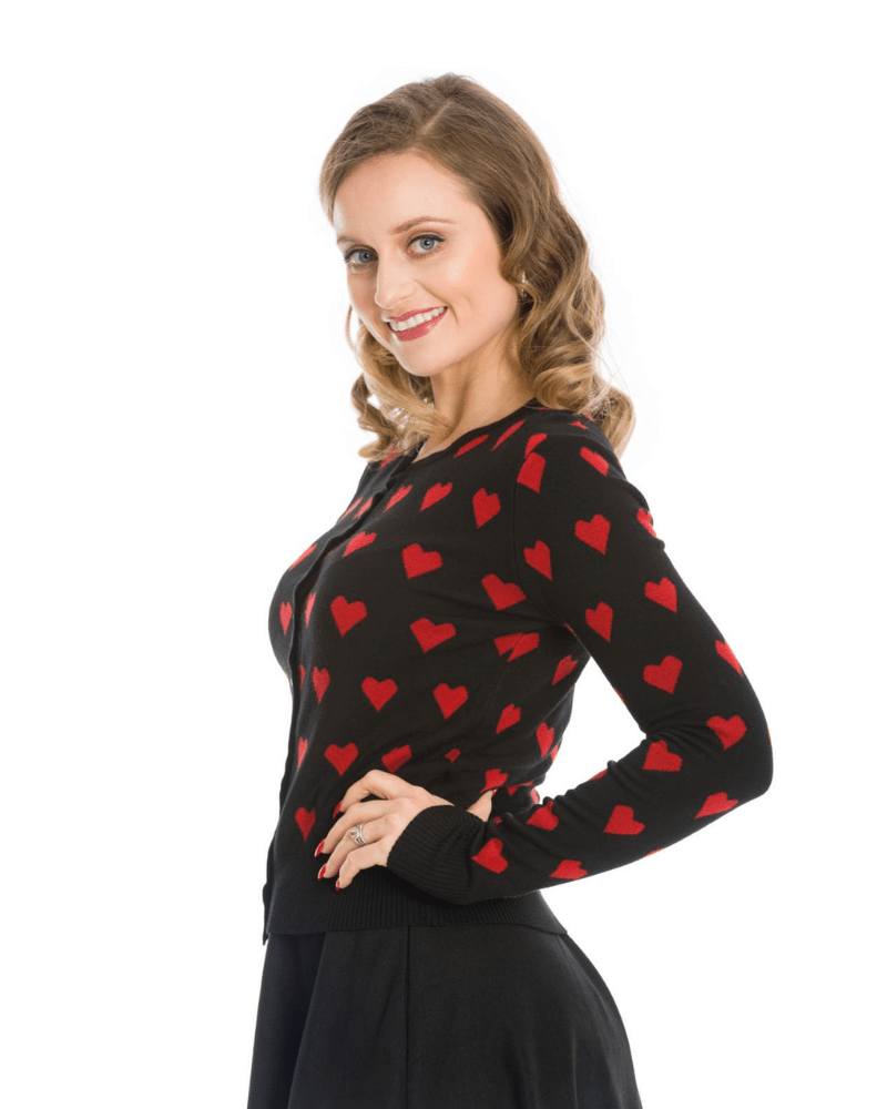 True Love Hearts Cardigan by Banned Apparel - Pink Poodle Boutique - CA21103R - XS