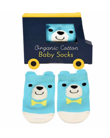 Blue Bear Baby Socks In Car Gift Box