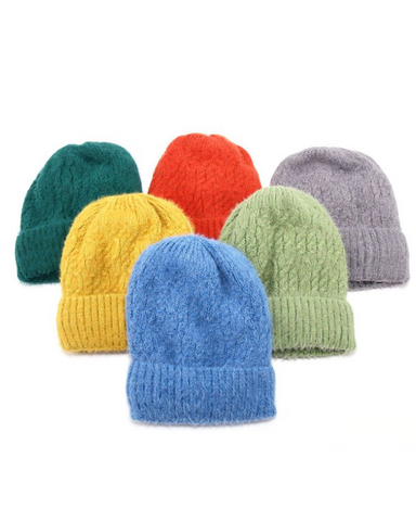 Knitted Hat With Turn Up Assorted Colours