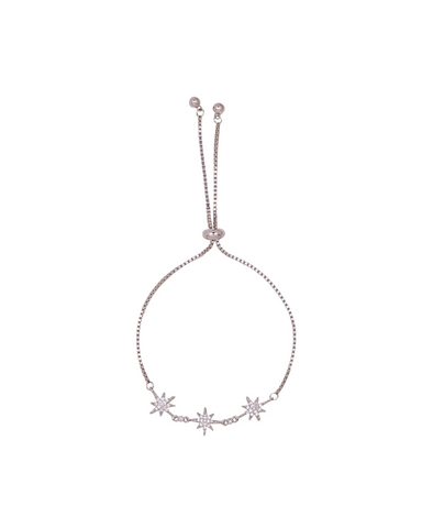 Keira Crystal Star Delicate Drawstring Bracelet In Silver