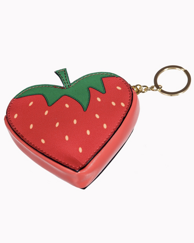 Strawberry Shaped Coin Purse With Keychain.