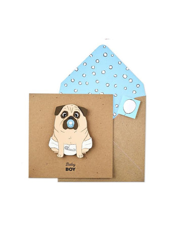 Baby Boy Pug Card
