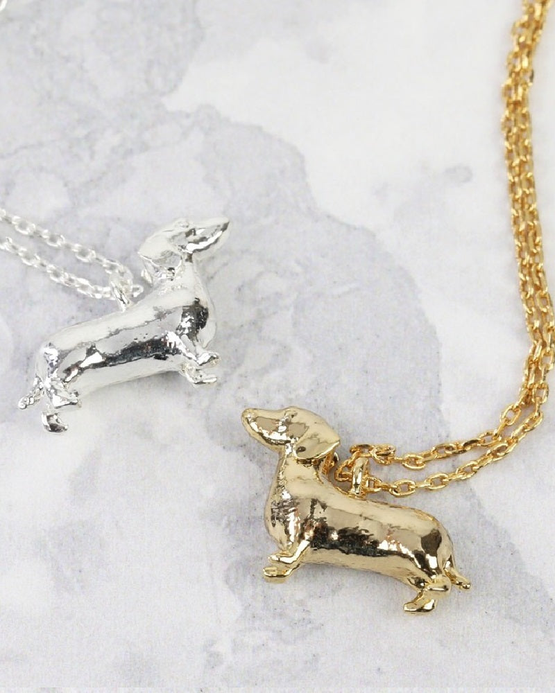 Silver Sausage Dog Necklace