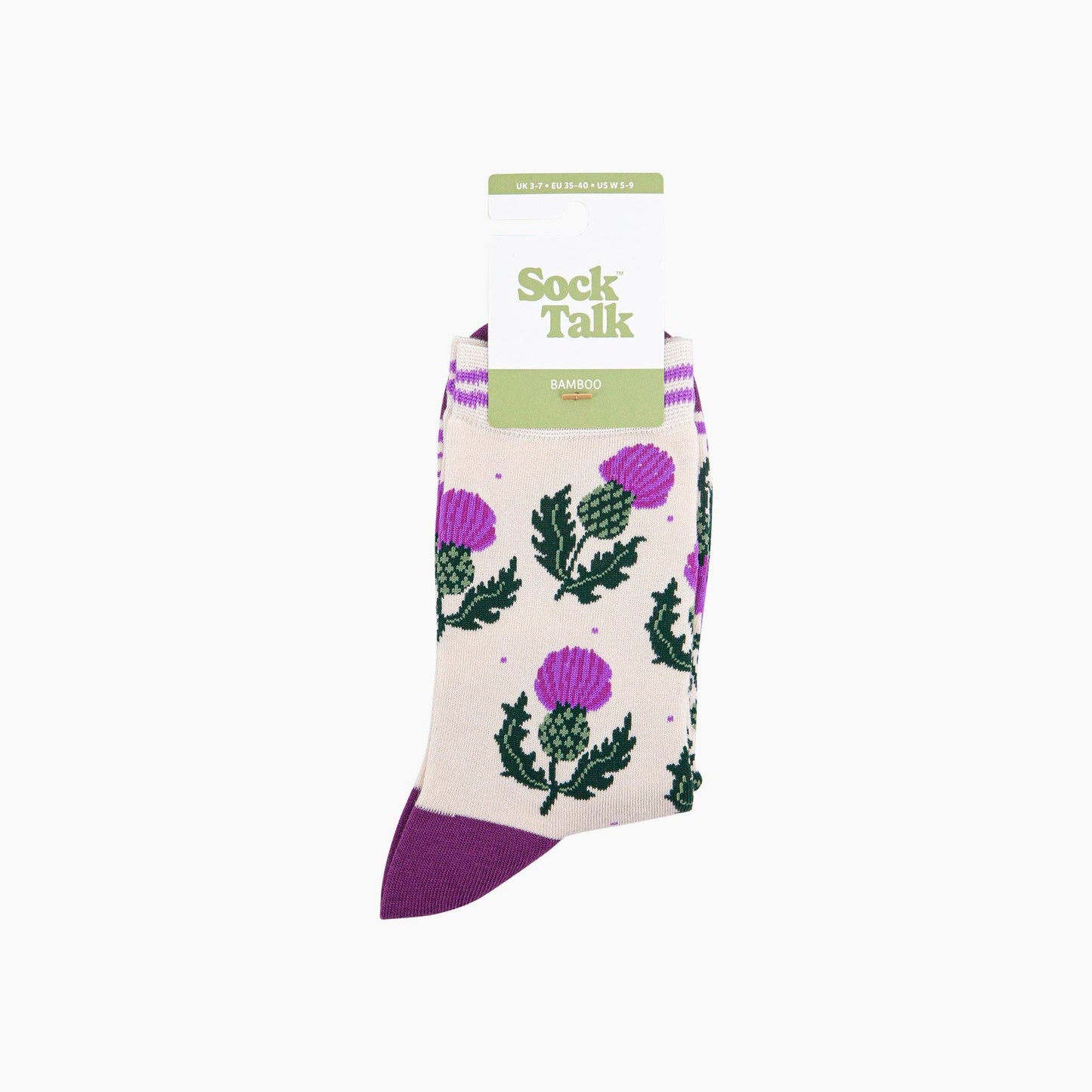 Scottish Thistles Bamboo Socks in Cream
