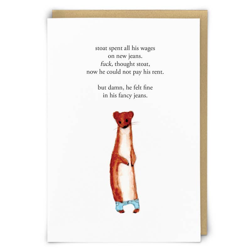 Stoat Fancy Jeans Greetings Card