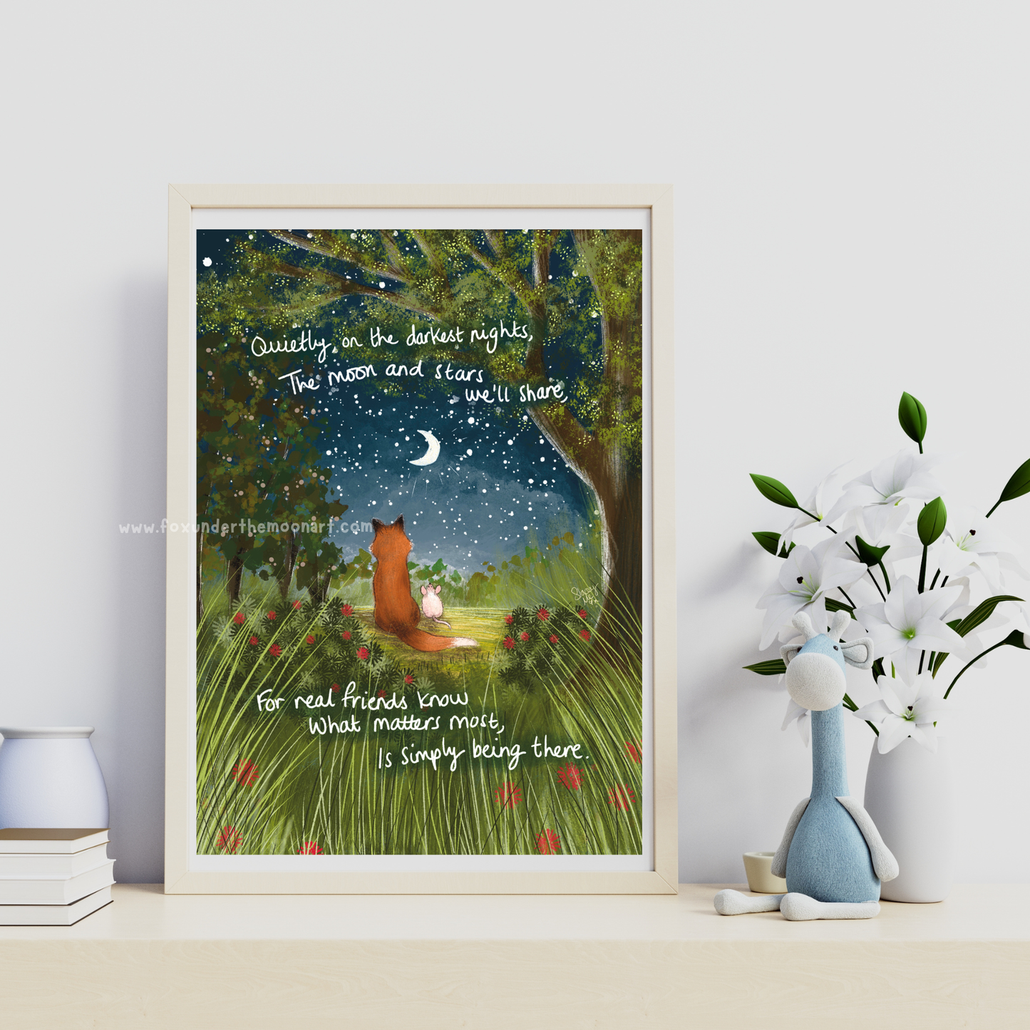 Real Friends Being There Foxes A4 Art Print