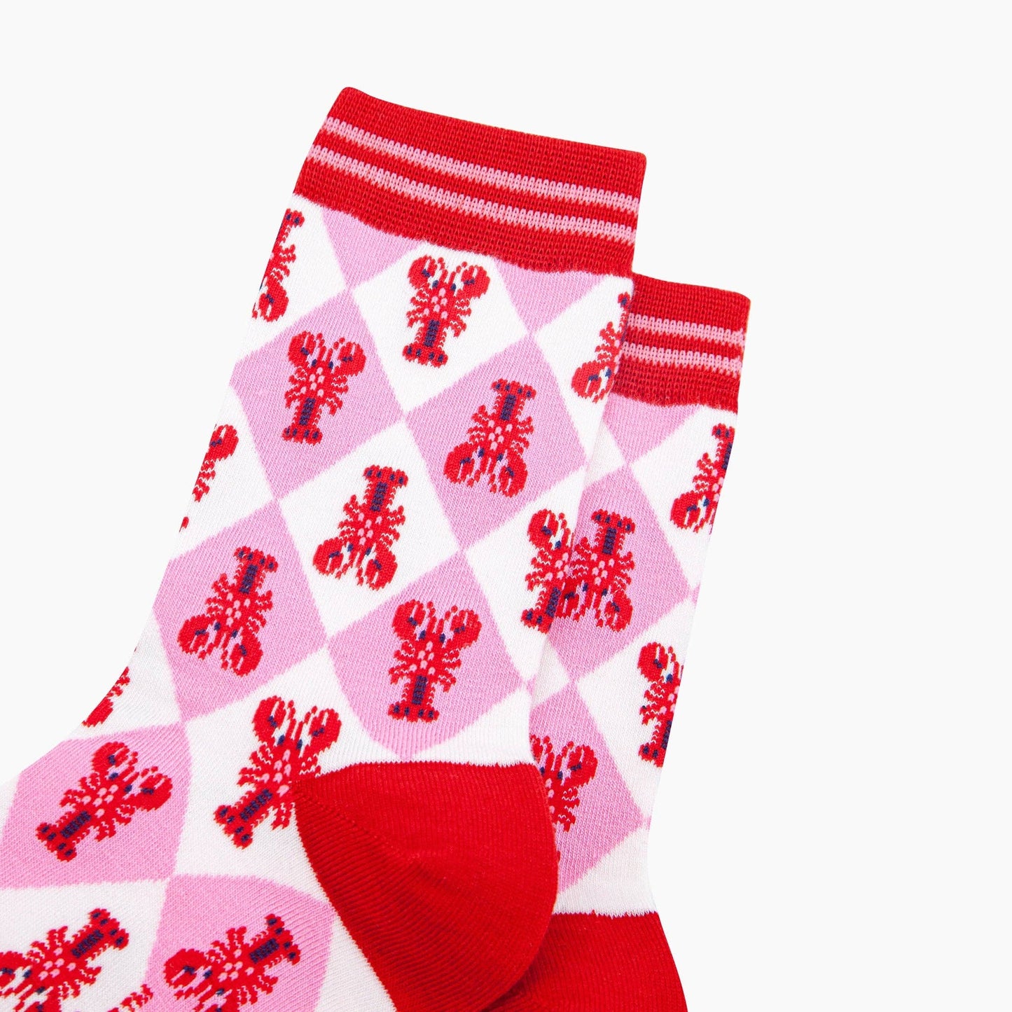 Lobster Checkerboard Bamboo Socks in Pink