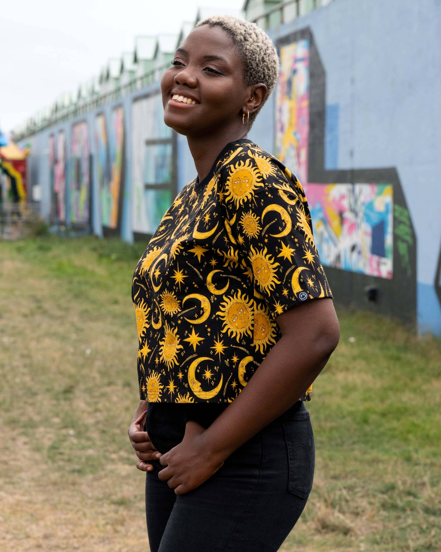 Celestial Sun and Moon Cropped Boxy Tee by Rebel Romance