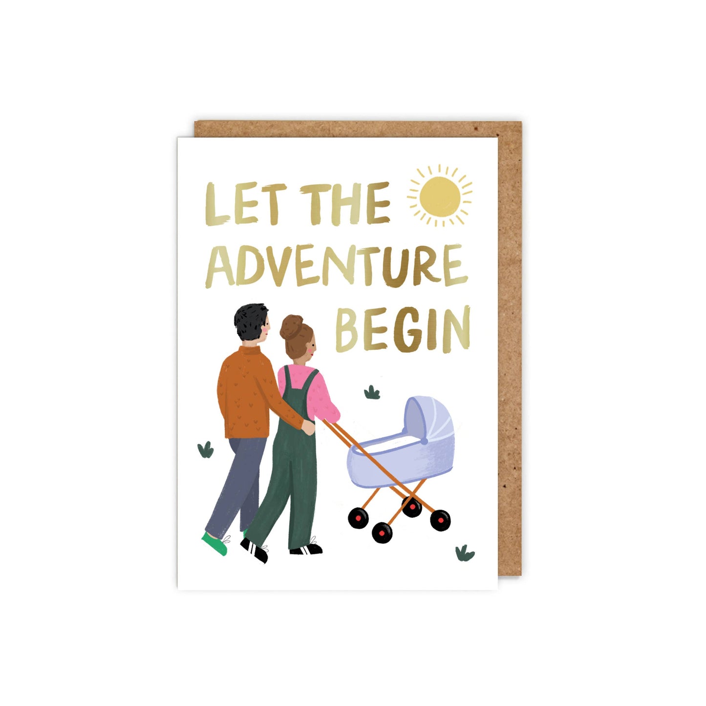Let the Adventure Begin Gold Foiled New Baby Card
