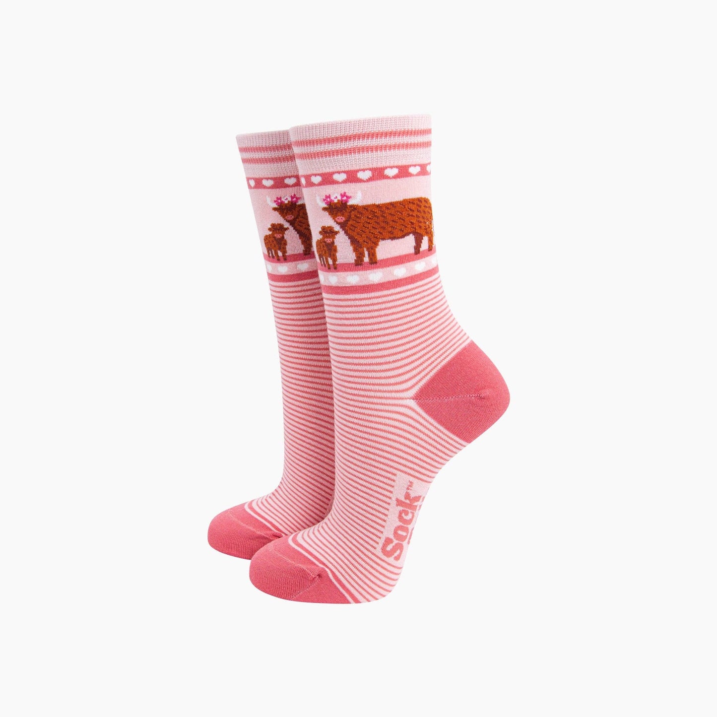 Highland Cow Calf Striped Bamboo Socks