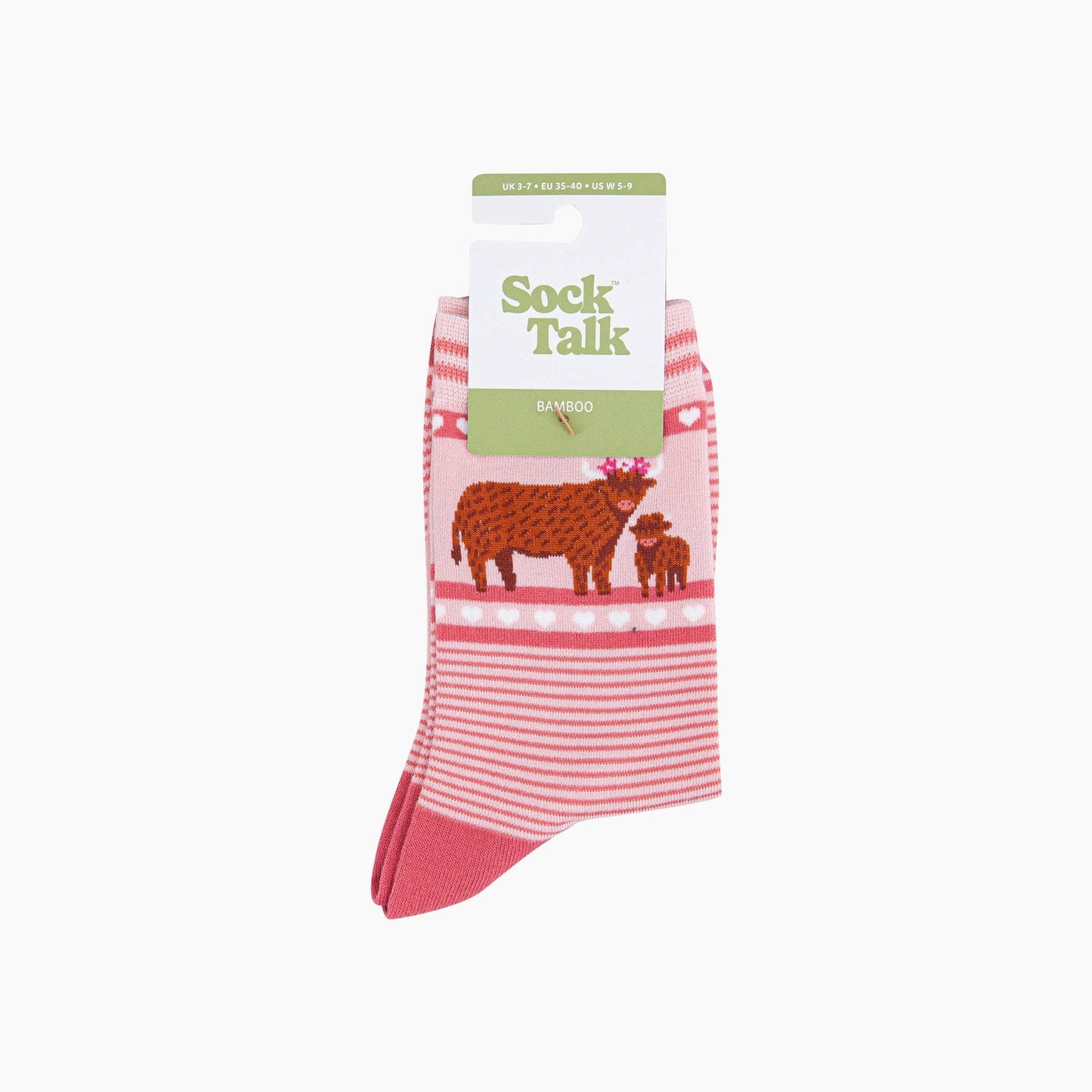 Highland Cow Calf Striped Bamboo Socks