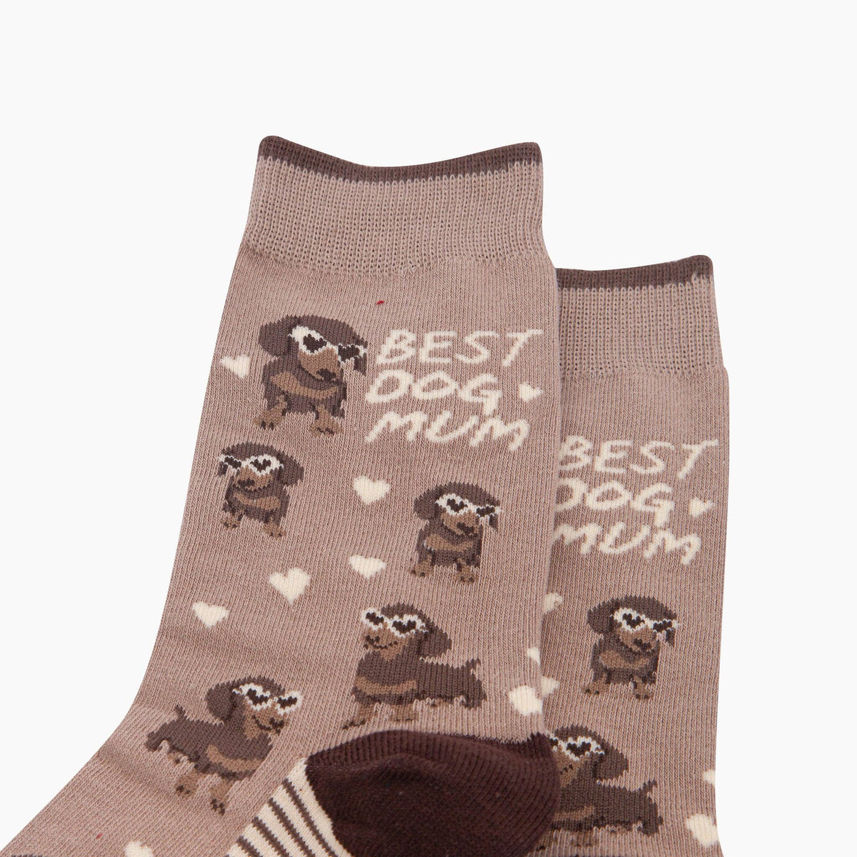 Best Dog Mum Combed Cotton Socks in Beige