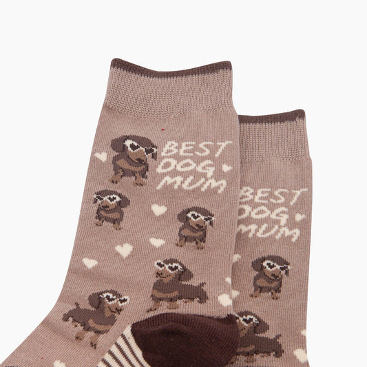 Best Dog Mum Combed Cotton Socks in Beige