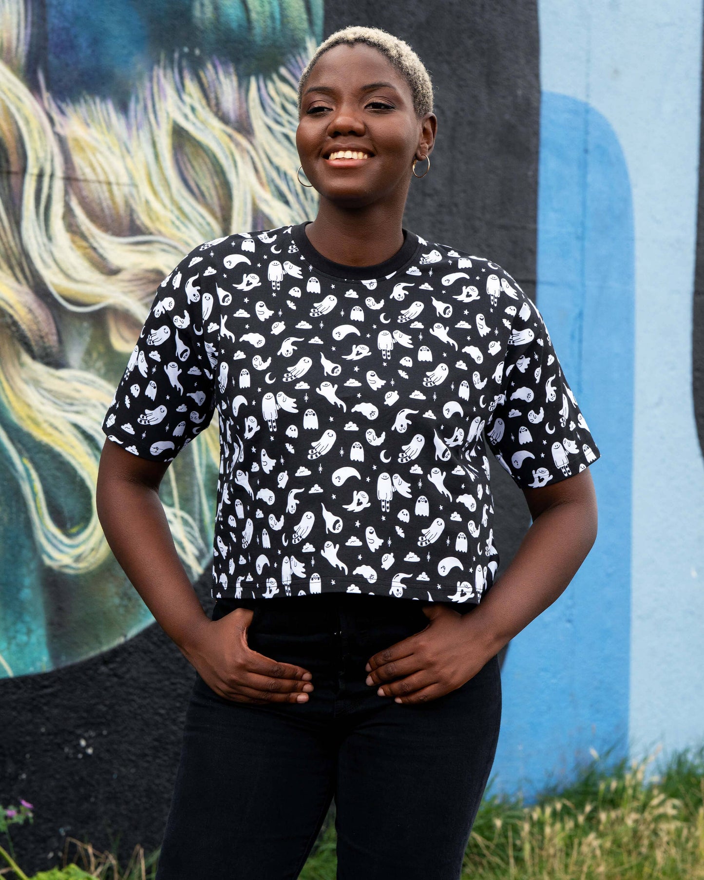 Ghosties Cropped Boxy Tee by Rebel Romance x Yasmin Cousins